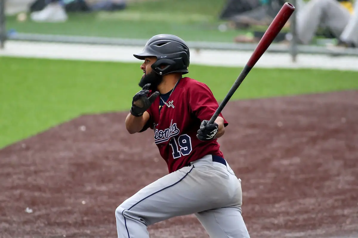 West Allis Nationals outfielder Tyrese Mitchell (19) during a game against the Green Bay Blue Ribbons on June 10, 2023 at Field of Dreams in Sheboygan, Wisconsin. (Brad Krause/Krause Sports Photography)