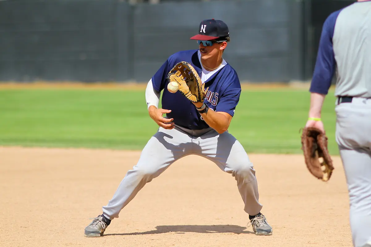 Washington Nationals first baseman Jacob Kaiser (00) during a Wisconsin State  League game against the Green Bay Blue Ribbons on July 30, 2022 at Joannes Stadium in Green Bay, Wisconsin. (Brad Krause/Krause Sports Photography)