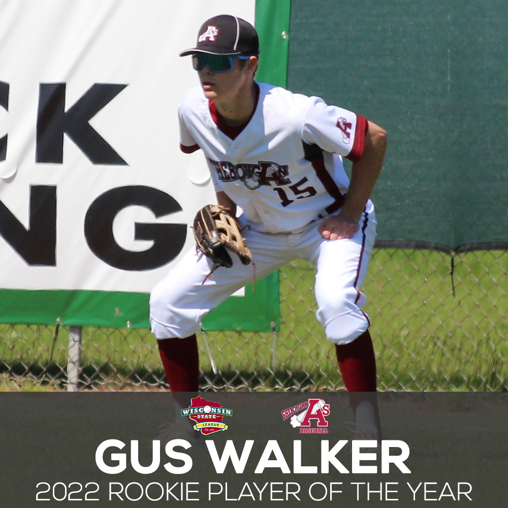 2022 Wisconsin State League Rookie Player of the Year Gus Walker of the Sheboygan A's