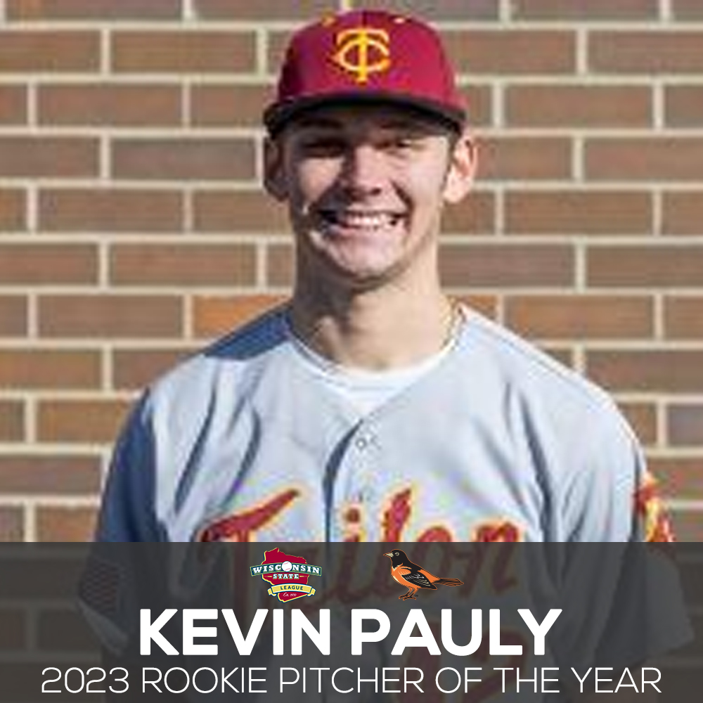 2023 Wisconsin State League Rookie Pitcher of the Year Kevin Pauly of the Lombard Orioles