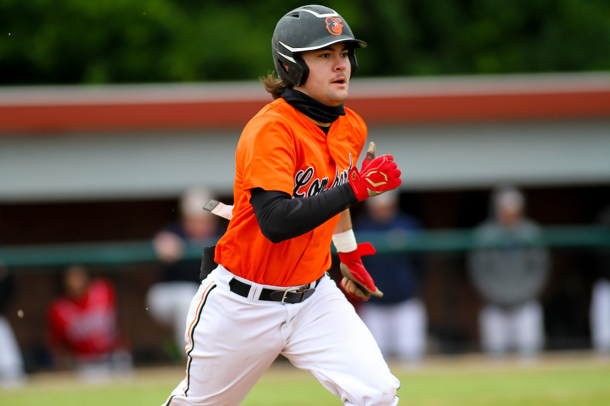 Lombard Orioles third baseman Charlambos Nicoloudes (15) during a game against the Green Bay Blue Ribbons on June 11, 2023 at Wildwood Baseball Park in Sheboygan, Wisconsin. (Brad Krause/Krause Sports Photography)