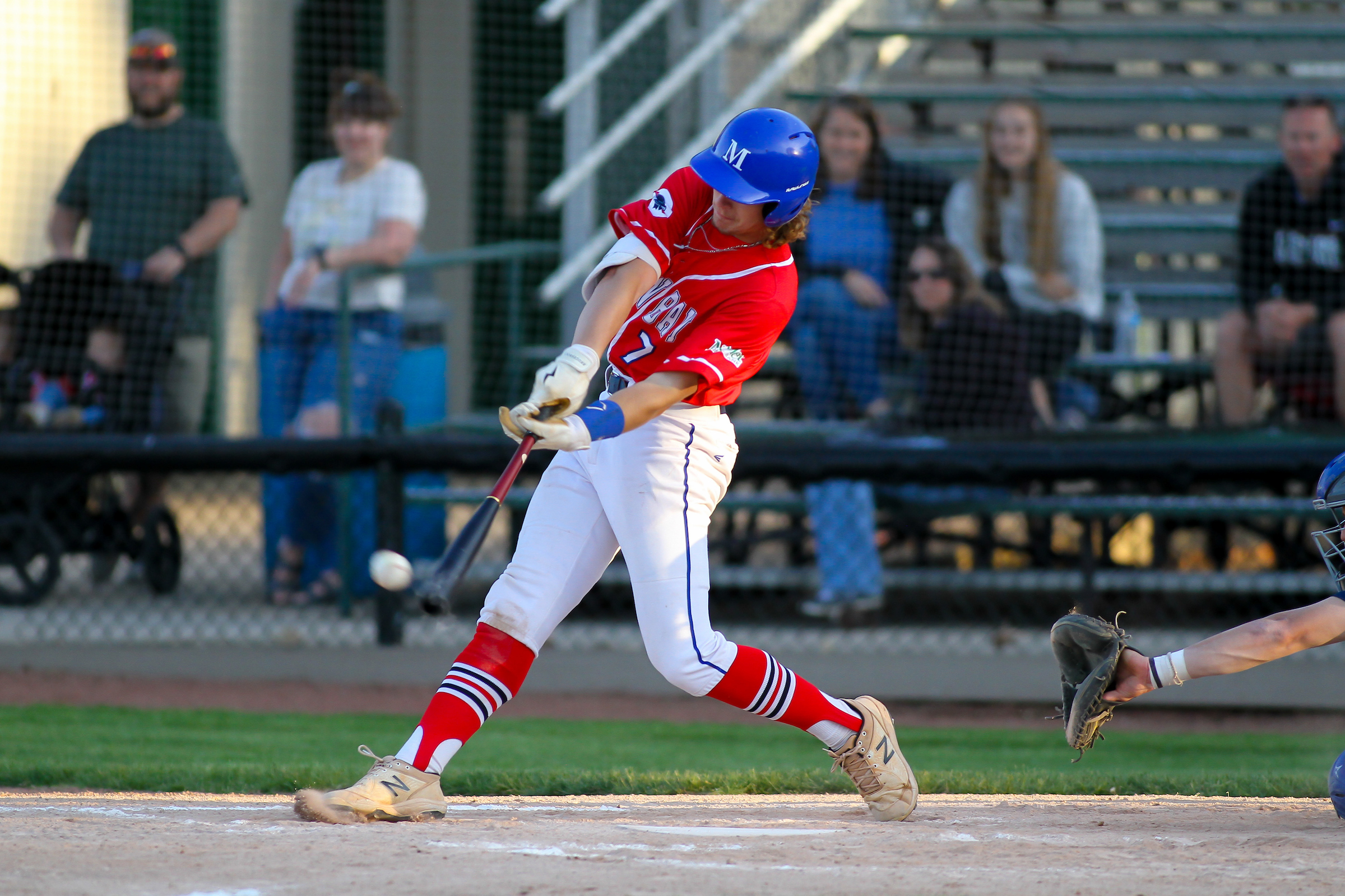 Green Bay Blue Ribbons third baseman James Bornick (7) during their red vs. blue scrimmage game on May 26, 2023 at Joannes Stadium in Green Bay, Wisconsin. (Brad Krause/Krause Sports Photography)